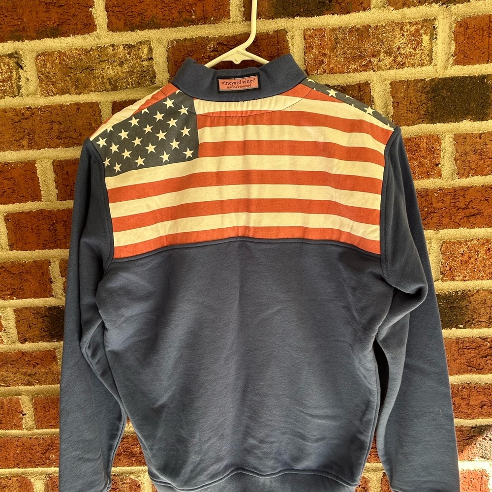 New! Vineyard Vines Shep & Ian Blue 1/4 Zip Shep Shirt Pullover/ Flag Men’s XS.